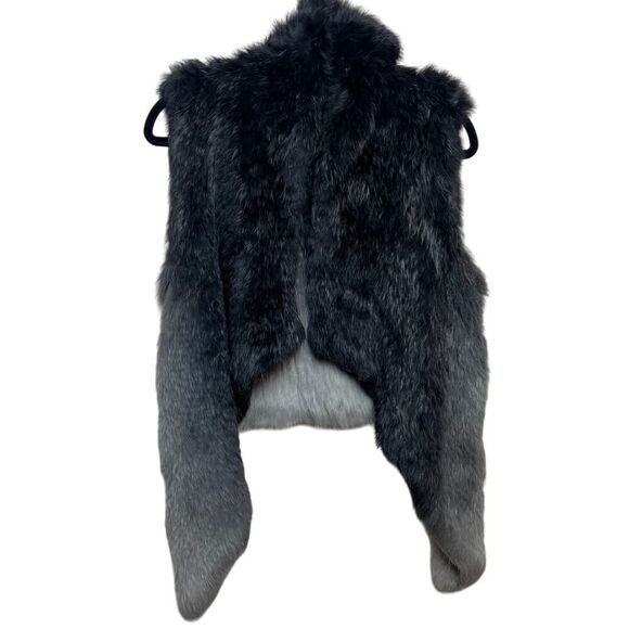 Yves Salomon Grey Black Ombre Rabbit Fur Vest Sz. 36 (US 4) - Picture 3 of 6